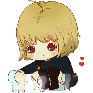 😘 Чиби, Милый, Аниме, Мультфильм, Сердечки, Каваий, Персонаж telegram sticker