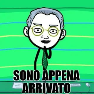 😊 SONO APPENA ARRIVATO Cartone animato, Italiano, Ufficio, Arrivato, Divertente telegram sticker