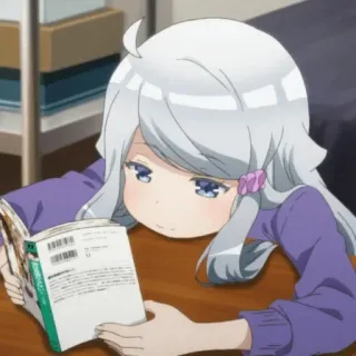 🙃 Anime, Mädchen, Lesen, Buch, Cartoon, Süß, Illustration telegram sticker