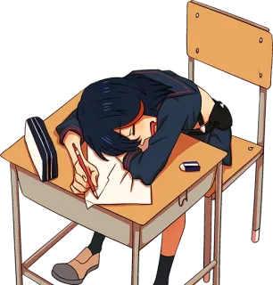 😪 anime, szkoła, biurko, uczeń, śpiący, ołówek telegram sticker