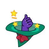 👍 Daumen hoch, Lila Hand, Hut, Sterne, Zustimmung telegram sticker