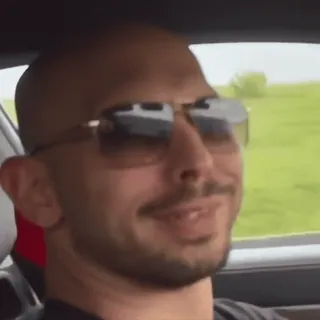 🤦 Andrew Tate Andrew Tate, Influencer, Łysy, Okulary przeciwsłoneczne, Celebryta, Mężczyzna telegram sticker