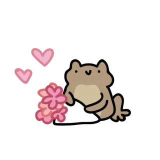 😀 Frosch, süß, Blumen, Liebe, Cartoon, Tier, Herz whatsapp sticker