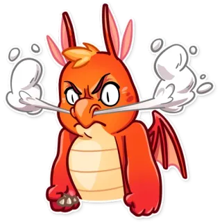😤 dragon, en colère, dessin animé, rouge, monstre, frustré, fumée telegram sticker