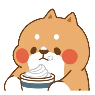 ☕ หมา, ชิบะ อินุ, น่ารัก, วิปครีม, ของหวาน telegram sticker