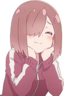 😍 Anime, Gadis, Imut, Senang, Merah Muda, Senyum telegram sticker