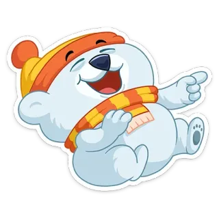 👉 ホッキョクグマ, 漫画, 冬, マフラー, 帽子, かわいい, 動物 telegram sticker