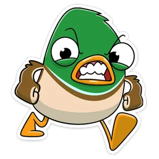 😡 anatra, arrabbiato, cartone animato, animale, uccello whatsapp sticker
