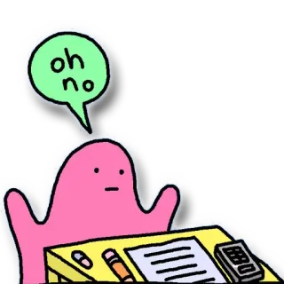 😵 oh no 漫画, ブロブ, 机, イライラ, ステッカー, やばい telegram sticker