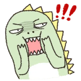 🎋 dinosaure, en colère, dessin animé, monstre, reptile telegram sticker