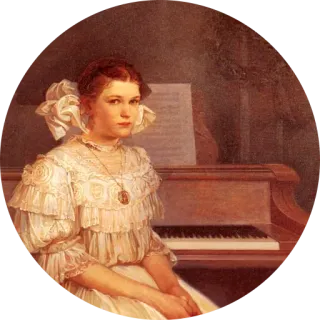 🌺 Porträt, Frau, Klavier, Gemälde, Klassik, Musik, Historisch telegram sticker