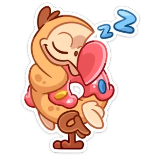 😴 gufo, ciambella, dormire, carino, cartone animato, adesivo whatsapp sticker