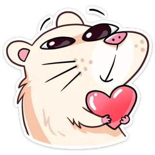❤️ แฮมสเตอร์, หัวใจ, ความรัก, น่ารัก, สัตว์, การ์ตูน telegram sticker