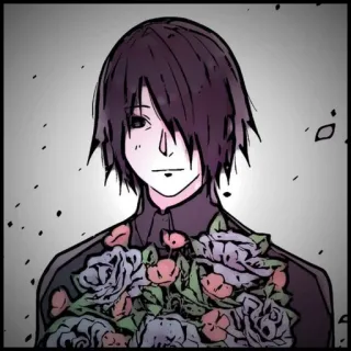 🕸️ Anime, Postać, Kwiaty, Portret telegram sticker