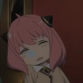 😪 Anya Forger Spy x Family Anime, Charakter, Mädchen, rosa Haare, müde, süß whatsapp sticker