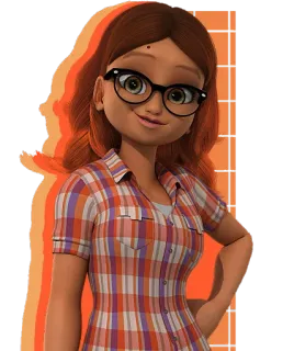 🤓 Alya Cesaire Miraculous: Tales of Ladybug & Cat Noir мультфильм, Леди Баг и Супер-Кот, Алья Сезер, очки, оранжевый telegram sticker
