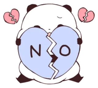👎 NO panda, corazón roto, no, rechazar, lindo, triste telegram sticker