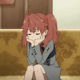 🔗 Anime, Meisje, Leuk, Verdrietig, Eenzaam, Rood haar telegram sticker