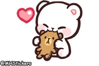 😋 @MHStickers bear, cute, cartoon, love, heart whatsapp sticker