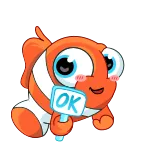 👌 OK 물고기, 동물, 확인, 귀여운, 만화 telegram sticker