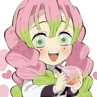 🍵 Mitsuri Kanroji Demon Slayer Anime, Manga, Demon Slayer, Mitsuri Kanroji, Pilastro dell'Amore, carino, Kawaii, adesivo telegram sticker