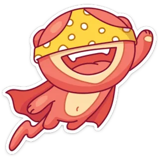 👻 kreskówka, postać, naklejka, machanie, peleryna, bandana whatsapp sticker