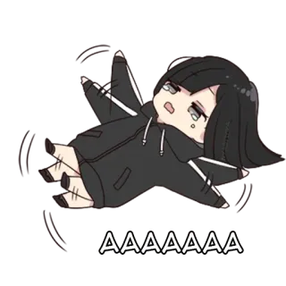 😭 AAAAAAA Chibi, llorando, Anime, Dibujos animados, pelo negro telegram sticker
