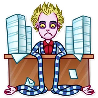☹ Beetlejuice Beetlejuice, desenho animado, filme, fantasia, personagem, fantasma whatsapp sticker