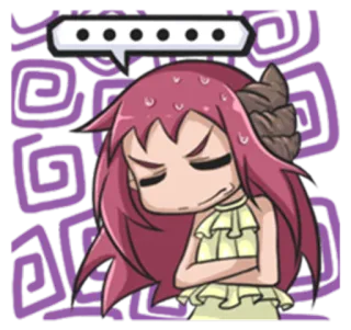 😑 ...... อนิเมะ, การ์ตูน, สีหน้า, หงุดหงิด, เหงื่อ telegram sticker