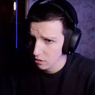 😐 man, headphones, dark, portrait, gamer, person telegram sticker