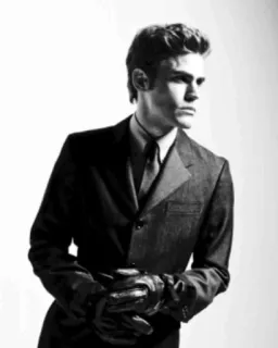 😐 mężczyzna, garnitur, portret, Paul Wesley, aktor telegram sticker