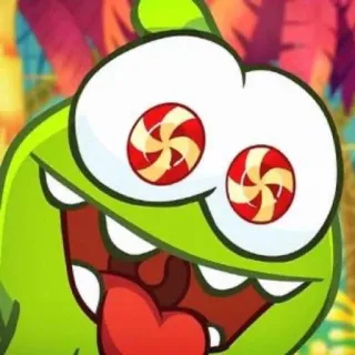😍 Om Nom Cut the Rope Cartone animato, Mostro, Verde, Caramella, Carino telegram sticker