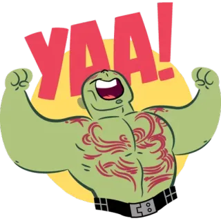 😜 YAA! semangat, perayaan, kemenangan, kebahagiaan, kuat, berotot telegram sticker
