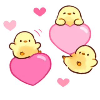 💛 ลูกเจี๊ยบ, หัวใจ, น่ารัก, สัตว์, ความรัก, คาวาอิ telegram sticker