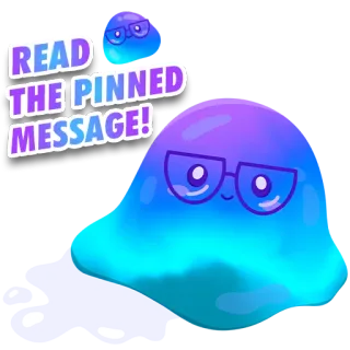 ‼ READ THE PINNED MESSAGE! Blob, Nachricht, Gelesen, Angepinnt, Niedlich, Brille, Blau, Sticker telegram sticker