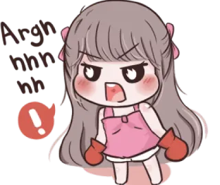 😠 Arghhhh โกรธ, หงุดหงิด, รำคาญ, อุทาน, การ์ตูน, เด็กผู้หญิง telegram sticker