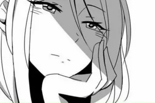 😕 Anime, Manga, Personaggio, Ragazza, Monocromatico telegram sticker
