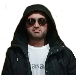 😎 asa uomo, felpa con cappuccio, occhiali da sole, ritratto, persona, abbigliamento, moda telegram sticker