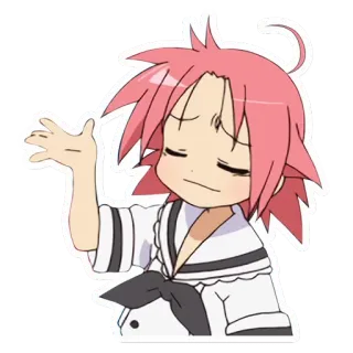 😌 Anime, Mädchen, pinke Haare, Chibi, süß, Lucky Star telegram sticker