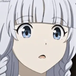 😈 Anime, Chica, Linda, Pelo Blanco, Personaje, Ojos Azules telegram sticker