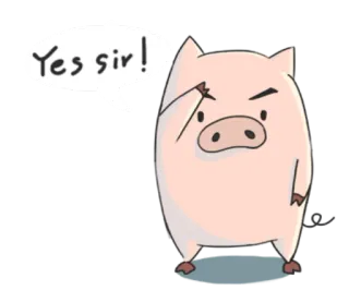 ⭕ Yes sir! babi, binatang, kartun, siap, hormat, imut, lucu telegram sticker