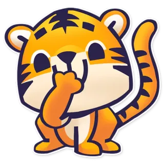 😊 tigre, fofo, animal, desenho animado, kawaii, laranja, filhote telegram sticker