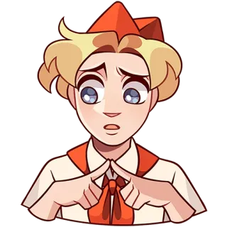 🫣 pioneer, soviet, boy, cartoon, anime, youth telegram sticker