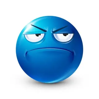 😒 Emoji, Bleu, Fâché, Visage, Expression telegram sticker