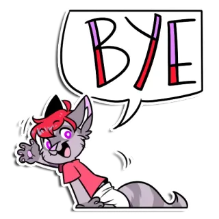 👋 BYE kat, cartoon, golf, doei, dier, personage, furry whatsapp sticker