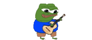 🎸 Pepe the Frog meme, rana, chitarra, suonando, internet telegram sticker