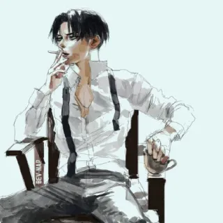 🚬 Levi Ackerman Attack on Titan Anime, Nhân vật, Hút thuốc, Levi Ackerman, Attack on Titan, Minh họa whatsapp sticker