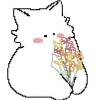 🌻 cat, flowers, cute, sticker, pixel art telegram sticker