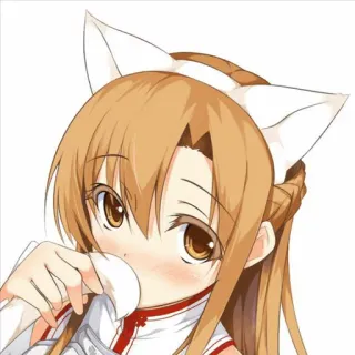 🐱 Asuna Yuuki Sword Art Online anime, girl, cat ears, cute, asuna yuuki, sword art online, kawaii whatsapp sticker
