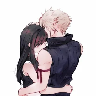 🥢 Cloud Strife Final Fantasy VII anime, couple, hug, romance, video game, final fantasy, tifa lockhart telegram sticker